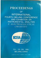 Proceedings of International Fourth Beijing Conference and Exhibition on Instrumental Analysis F. Electroanalytical Chemistry 